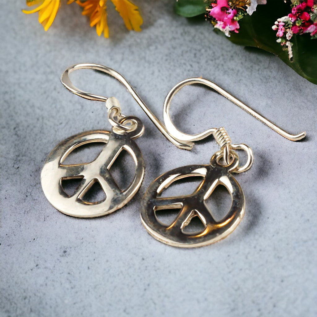 Sterling Silver Peace Symbol Earrings