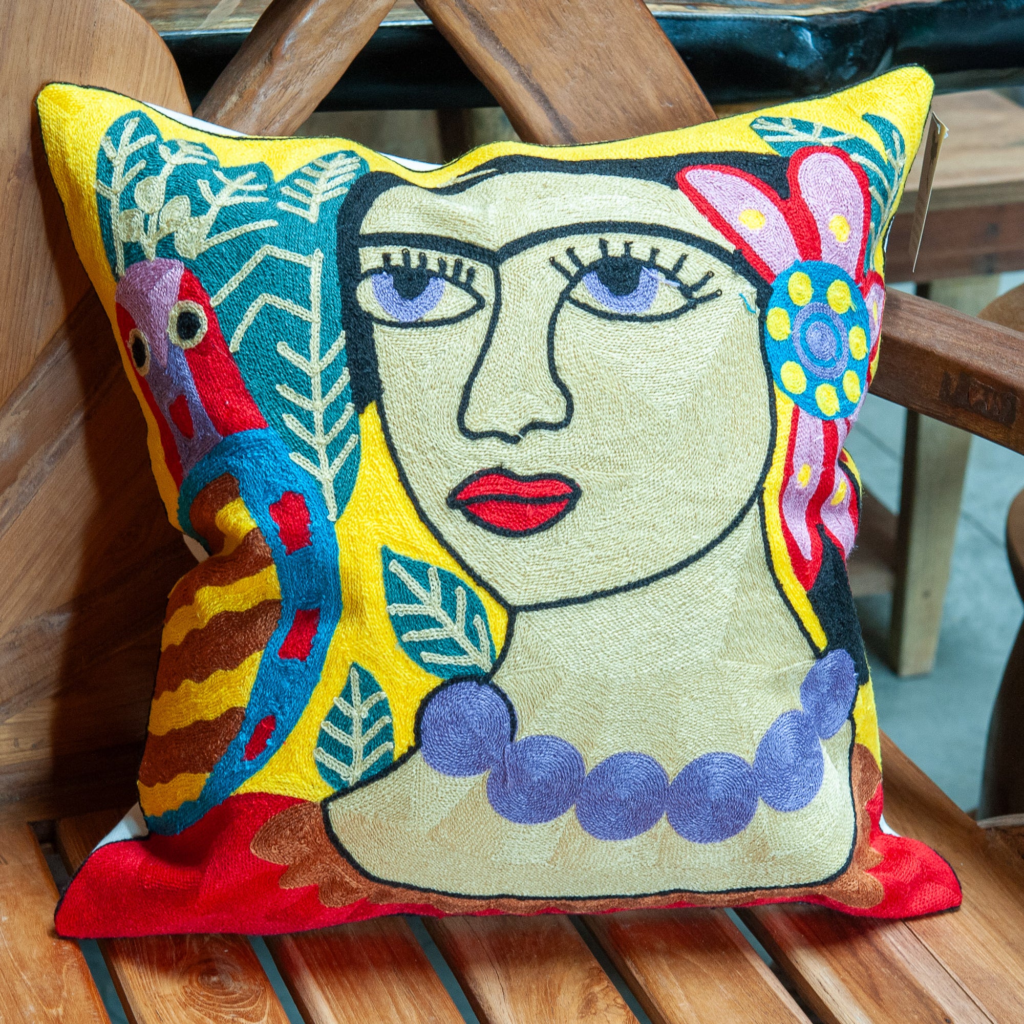 Embroidered Pillow Cover - Frida Kahlo