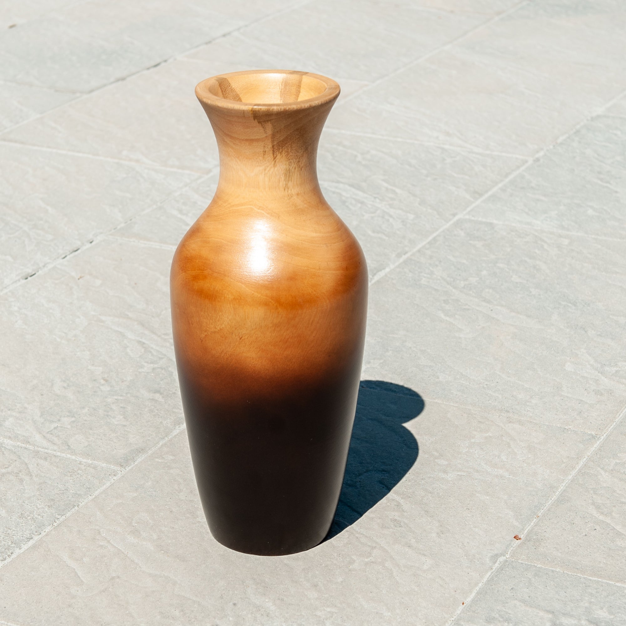 Vase Ovale en Bois de Manguier - 14" (Ombre)