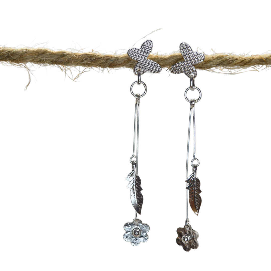 Thai Silver Butterfly Dangle Stud
