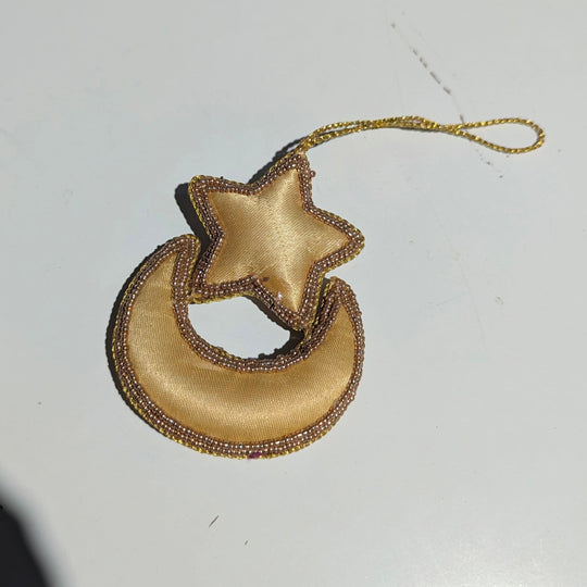 Star and Moon Cotton Embroidered Ornament