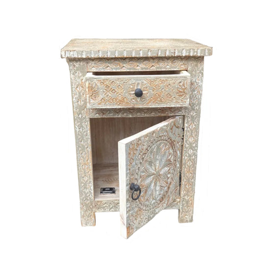 1 Drawer 1 Door Mango Wood Side Table