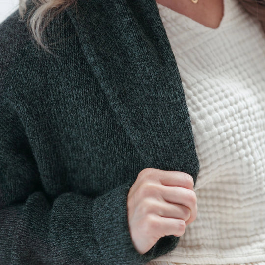 Mia Alpaca Sweater - Marled Green