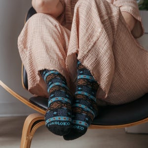 Thick Print Alpaca Socks- Aqua Spiral