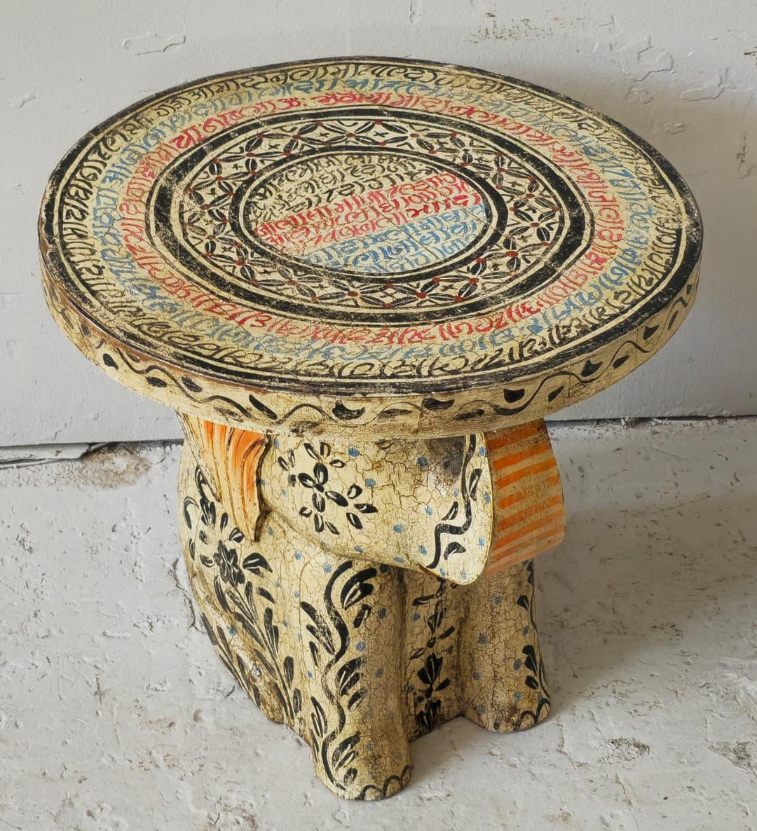 Rajasthani Style Mango Wood Elephant Stool