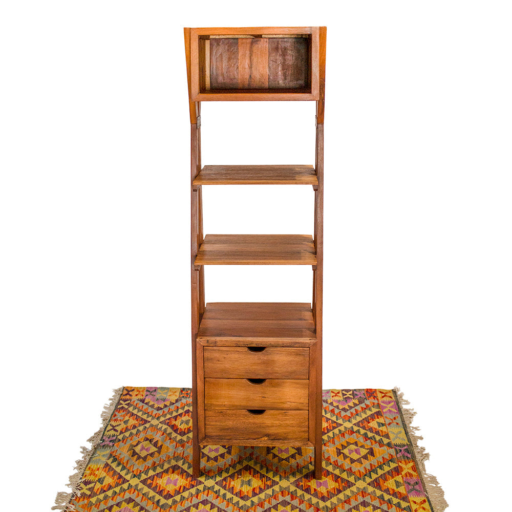 Teak Shelf Unit with Four Shelves & Three Drawers