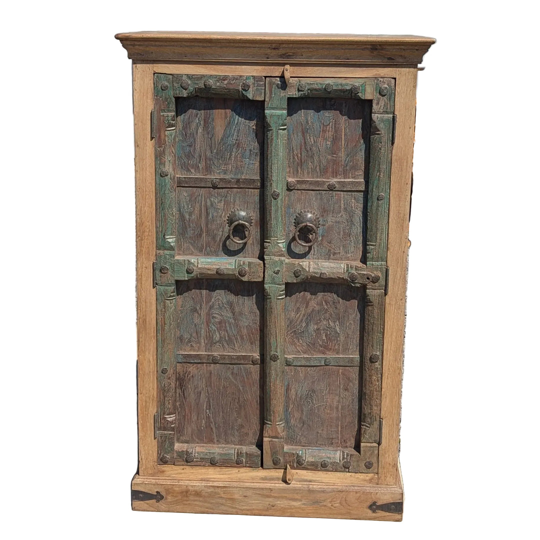 Industrial Mango Wood and Iron Armoire Cabinet