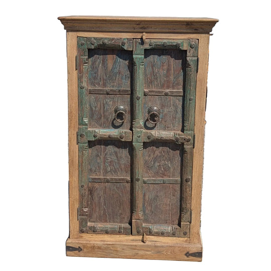 Industrial Mango Wood and Iron Armoire Cabinet