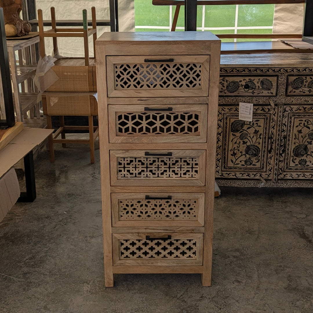 Ornate Carved Mango Wood Chest of Drawers