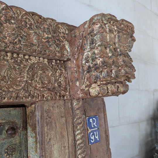 Antique Reclaimed Teak and Iron Door Wall Panel