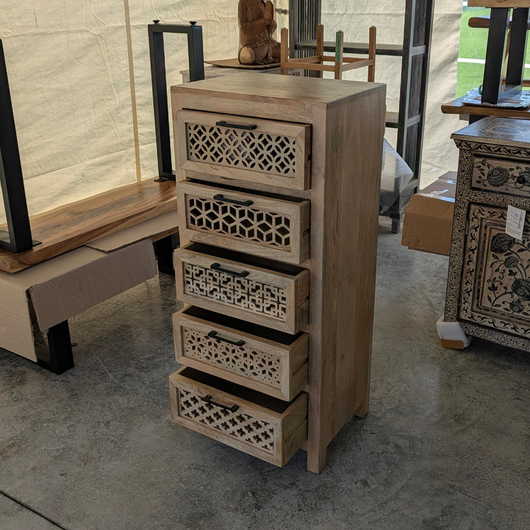 Ornate Carved Mango Wood Chest of Drawers
