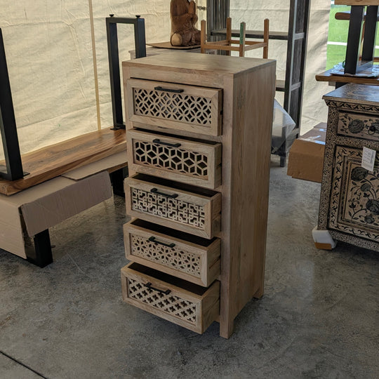 Ornate Carved Mango Wood Chest of Drawers