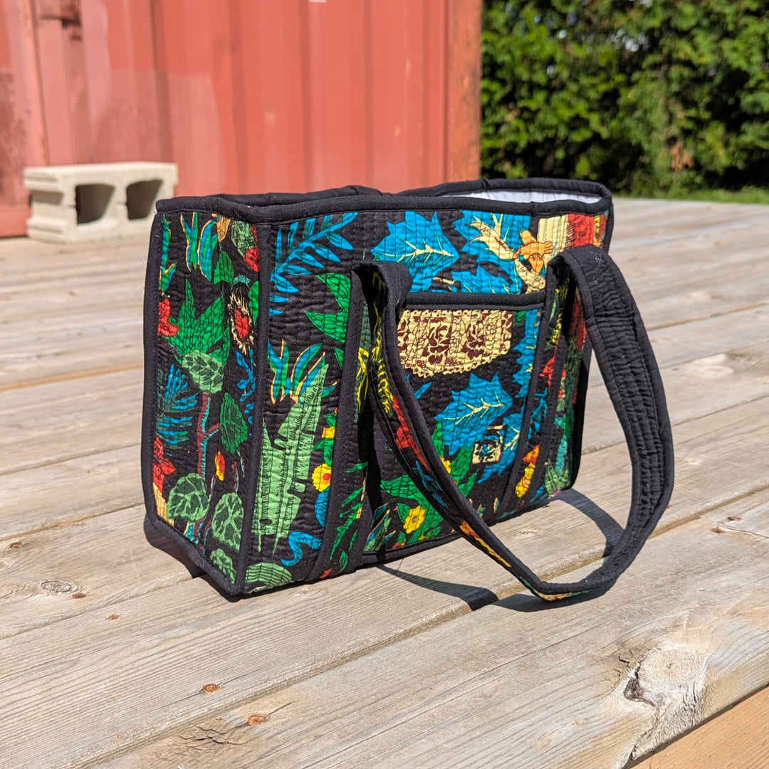 Quilted Cotton Tote Bag with Plastic Lining