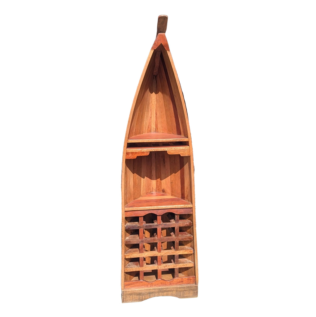 Reclaimed Teak Canoe Shelf and Bottle Rack