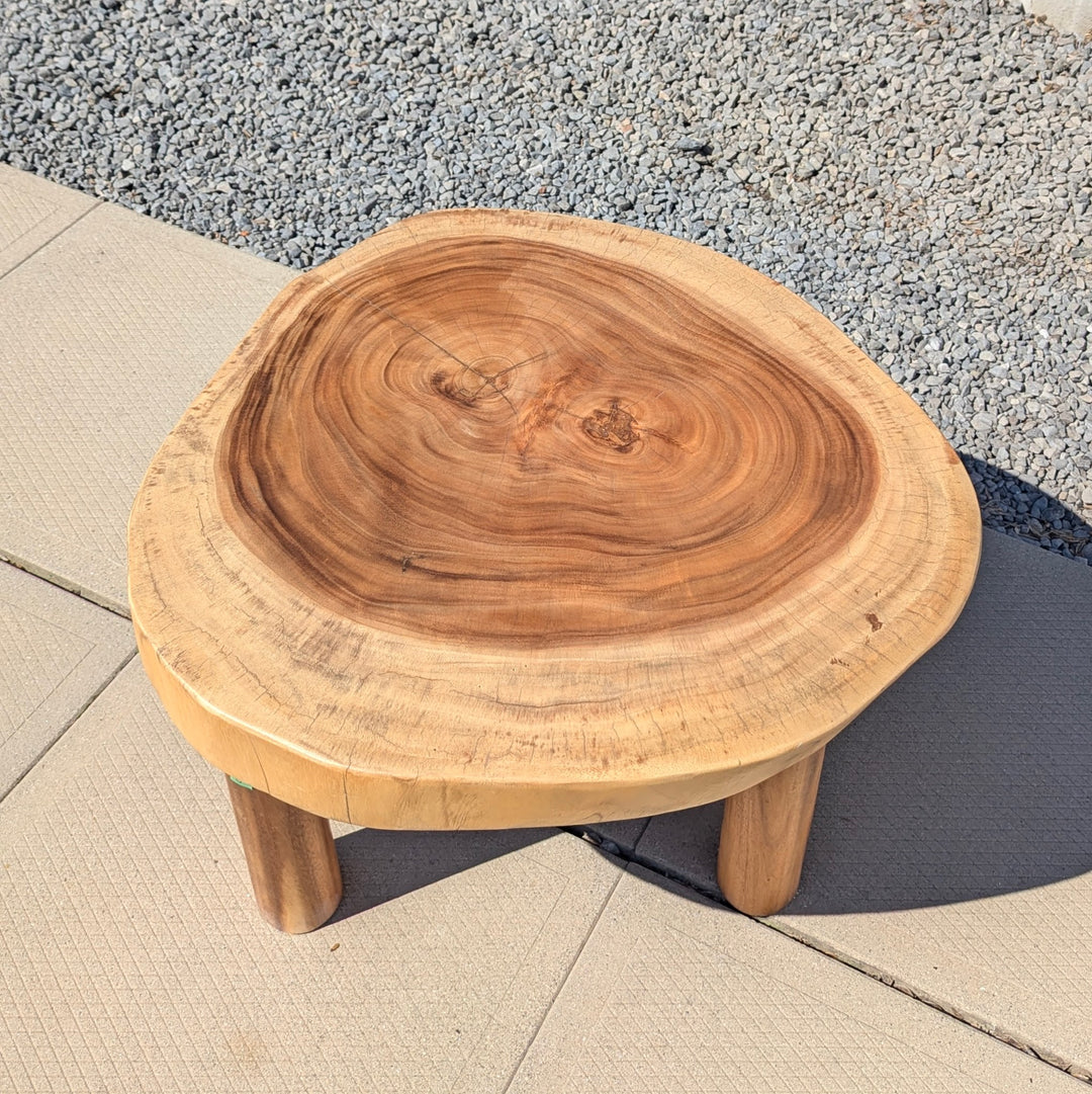Round Sono Wood Coffee Table with Wood Legs