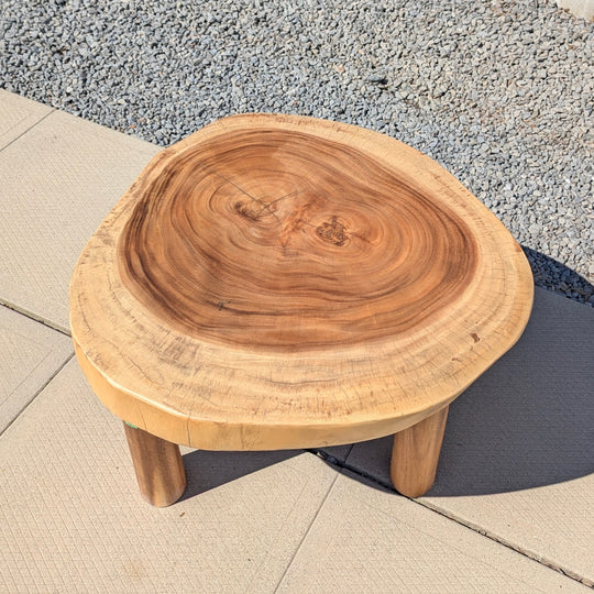 Round Sono Wood Coffee Table with Wood Legs