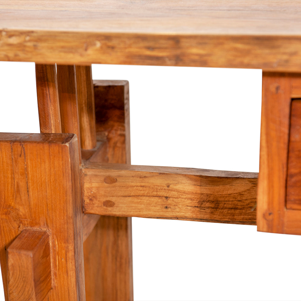 Teak Console with Two Drawers & Lower Shelf