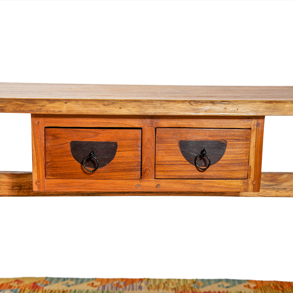 Teak Console with Two Drawers & Lower Shelf