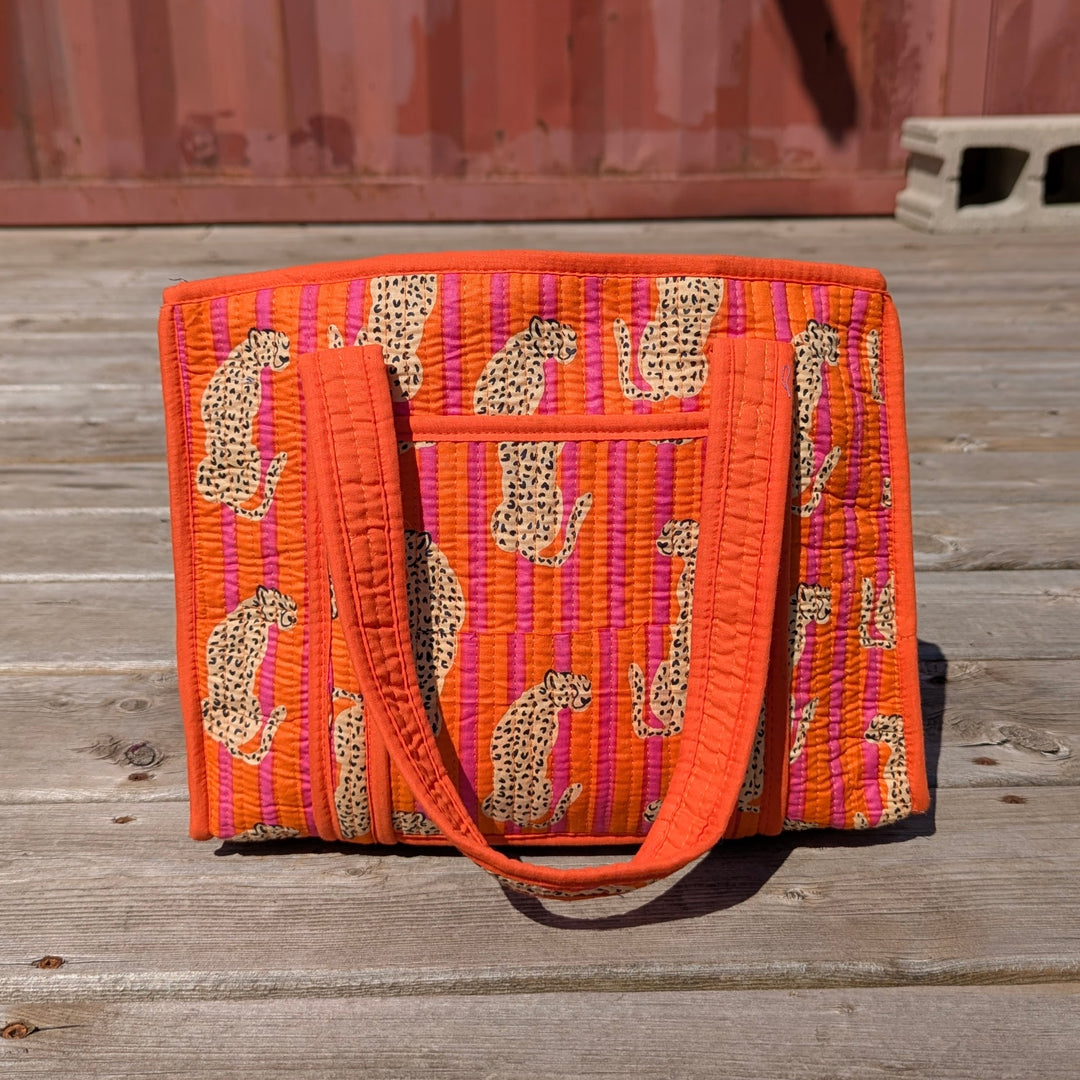 Quilted Cotton Tote Bag with Plastic Lining