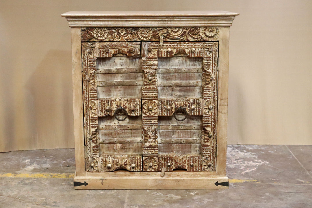 Ornate Carved Reclaimed Teak & Mango Wood Sideboard