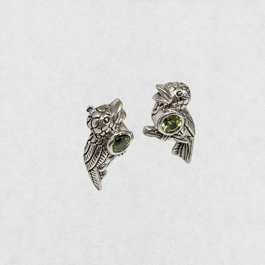 Peridot Bird Sterling Silver Earrings