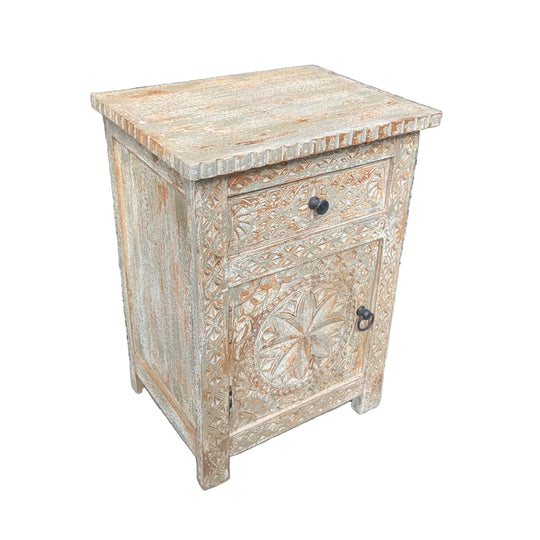 1 Drawer 1 Door Mango Wood Side Table