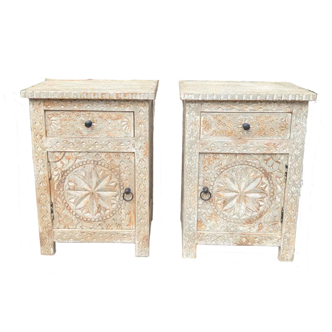 1 Drawer 1 Door Mango Wood Side Table