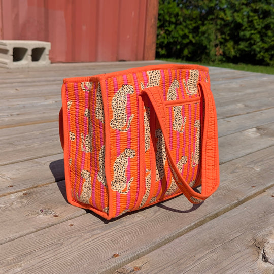 Quilted Cotton Tote Bag with Plastic Lining