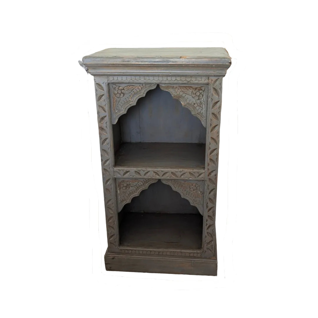 Ornate Carved Arch Mango Wood Book Shelf