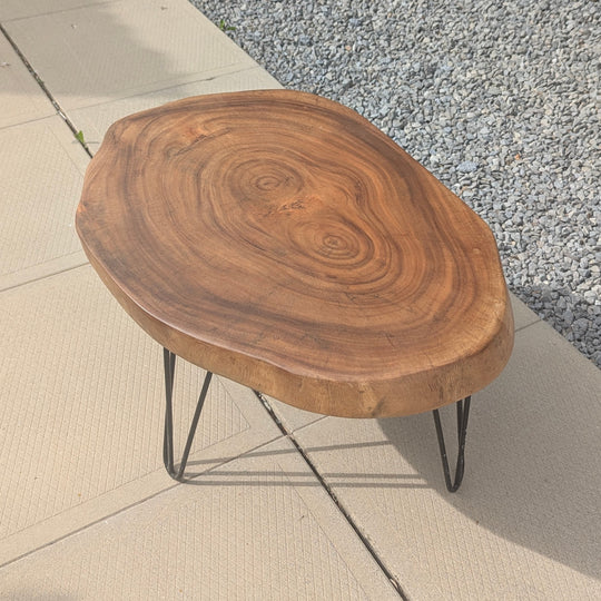 Round Sono Wood Coffee Table with Iron Legs