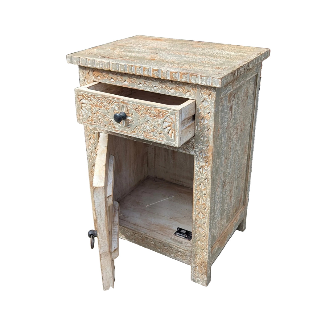 1 Drawer 1 Door Mango Wood Side Table