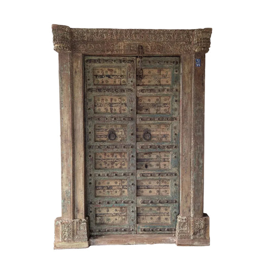 Antique Reclaimed Teak and Iron Door Wall Panel
