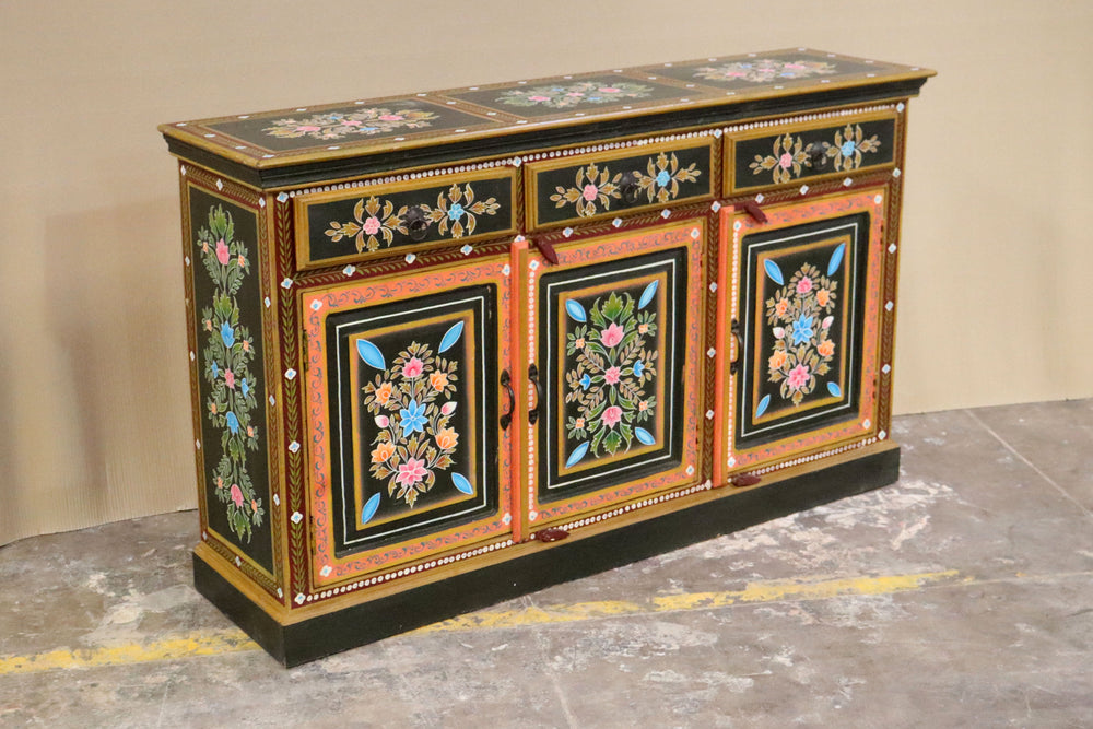 Long Rajasthani Style Mango Wood Sideboard