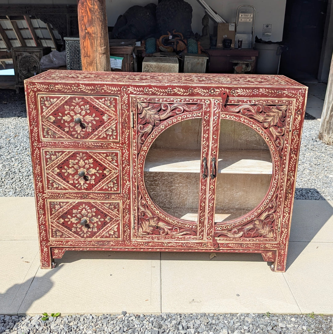 Rajasthani Style Mango Wood & Glass Sideboard