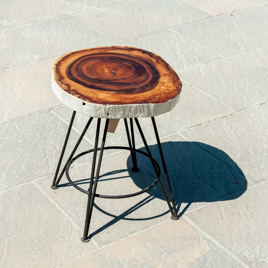 Sono Wood Slice Stool with Iron Legs