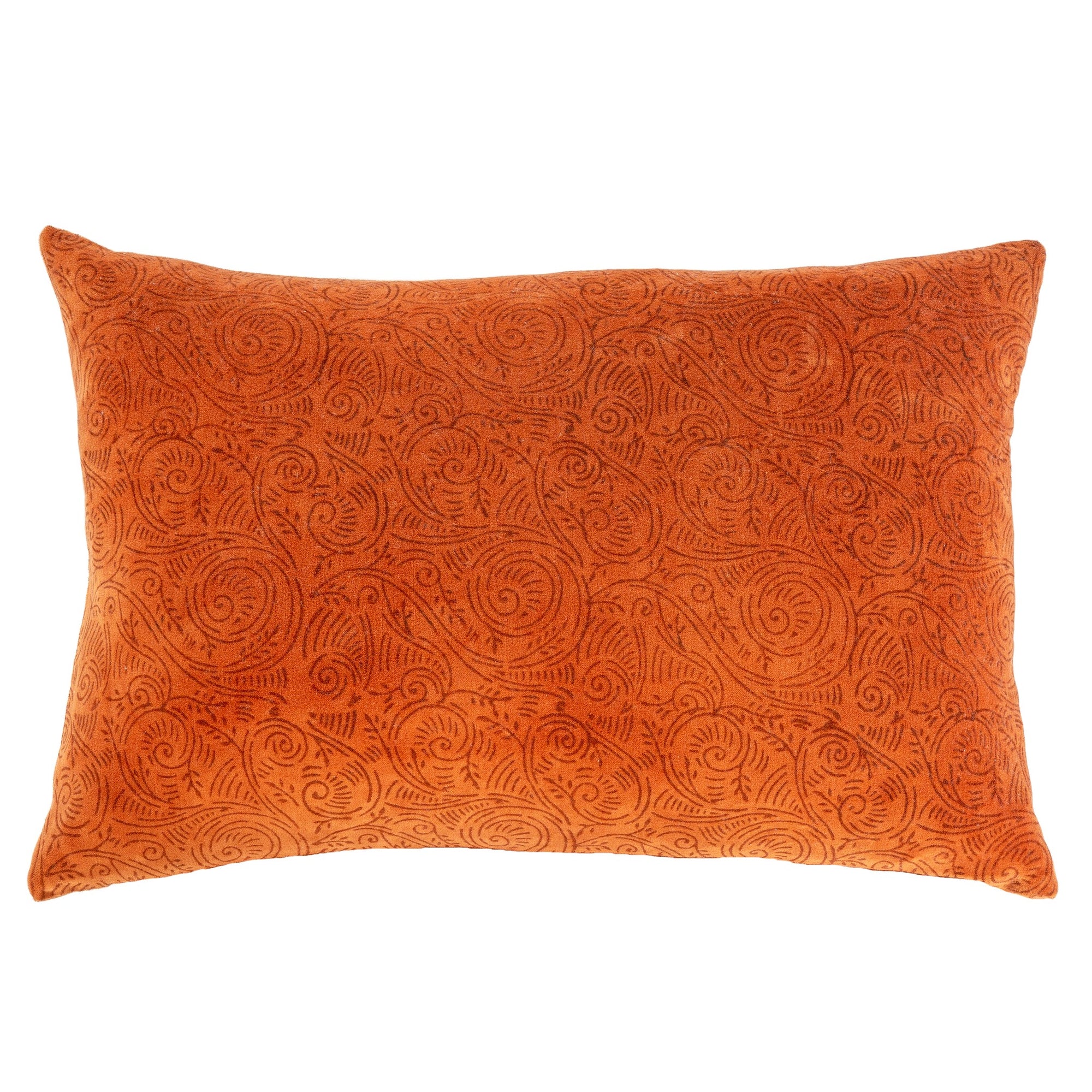 Velvet Printed Pillow - Rust