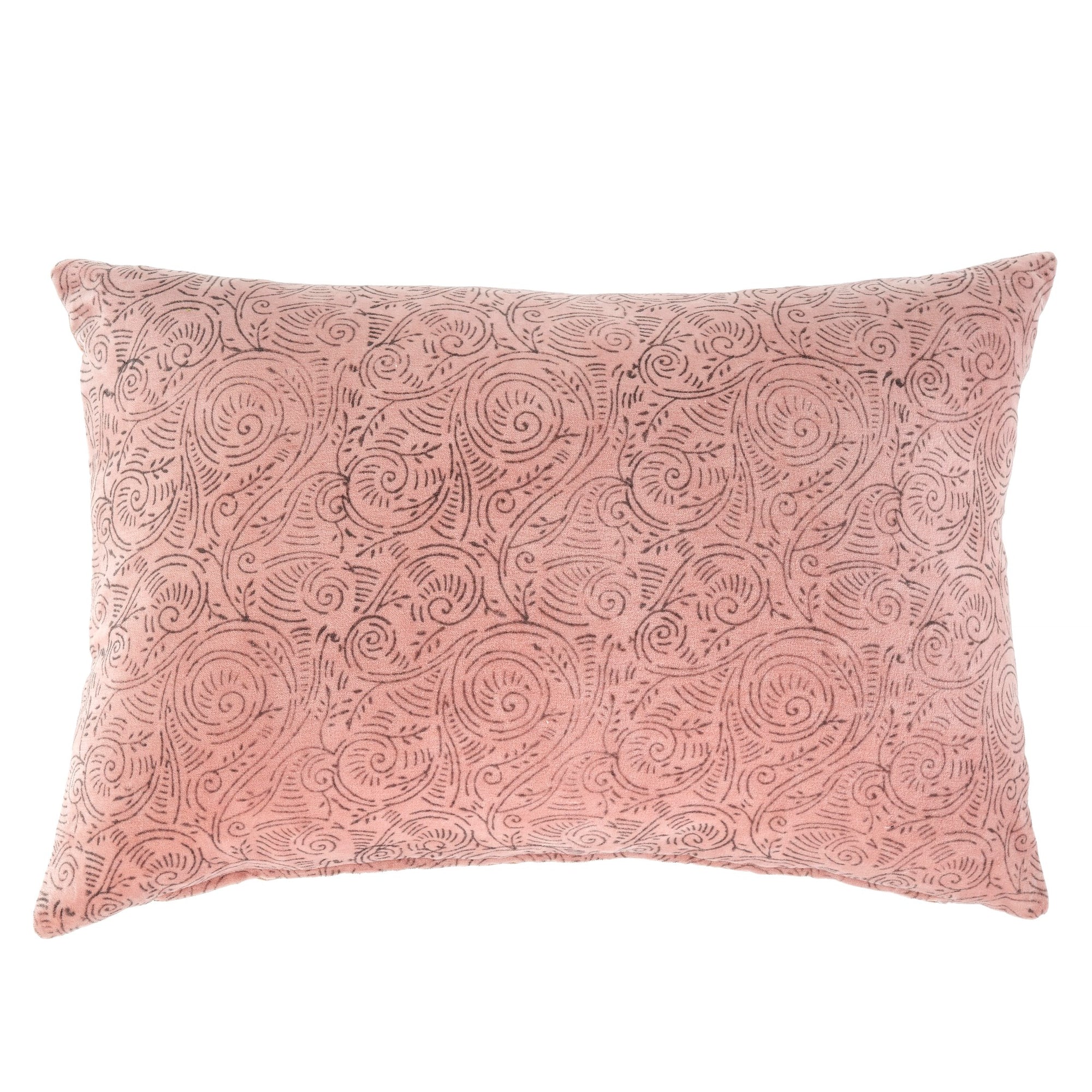 Velvet Printed Pillow - Dusty Rose