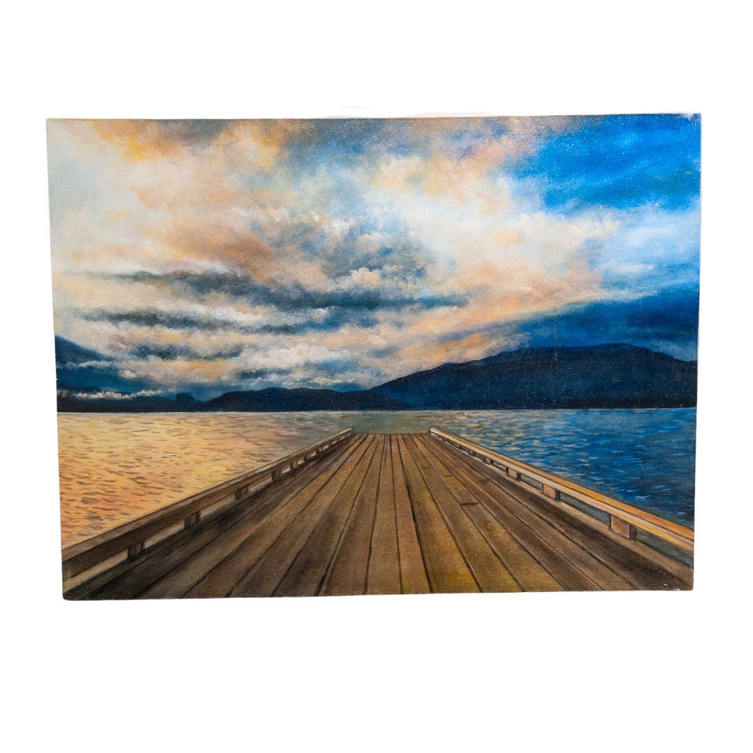 Dock With Mountains - Painting