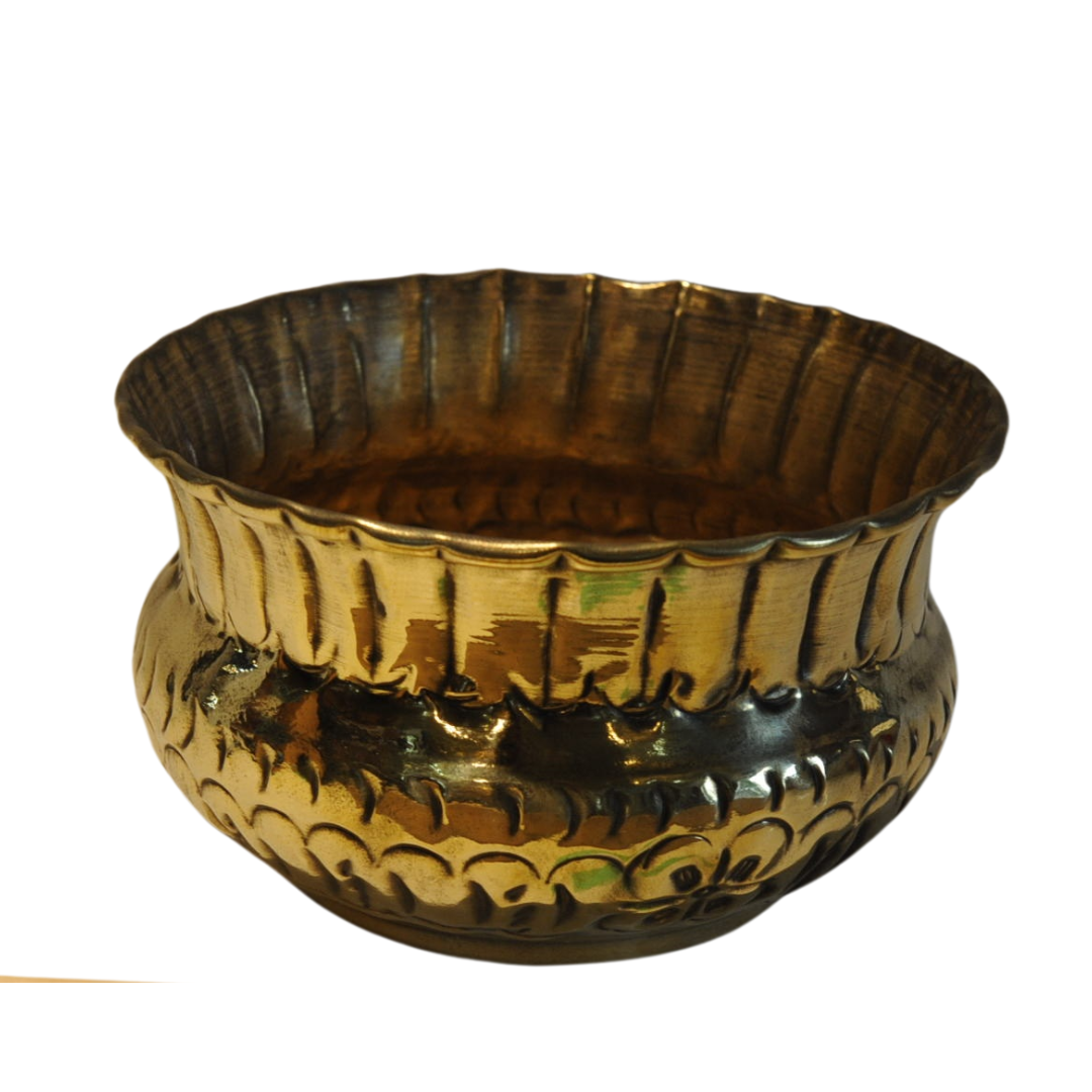 Egyptian Ornate Brass Flower Pot - Flaired