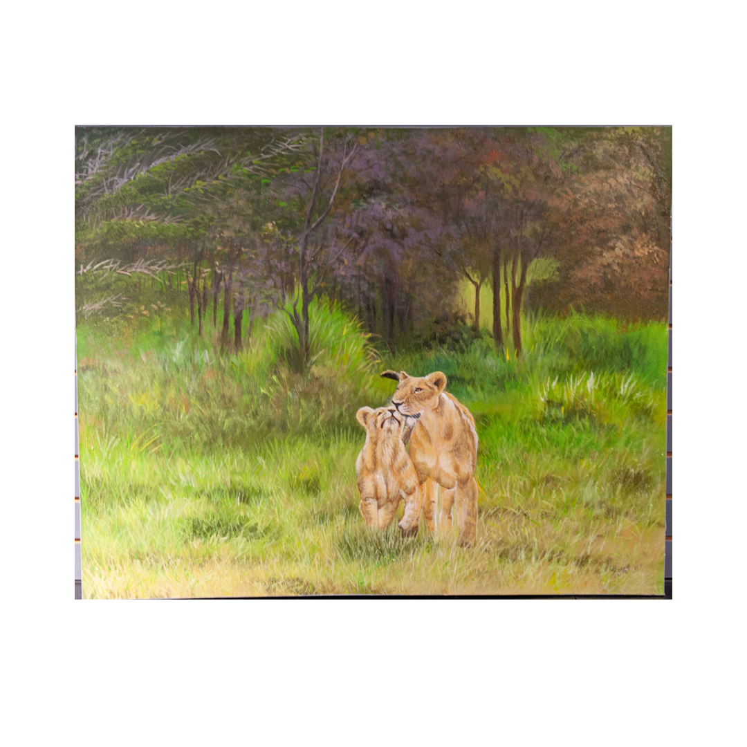 Mommy Lion and Cub - Painting