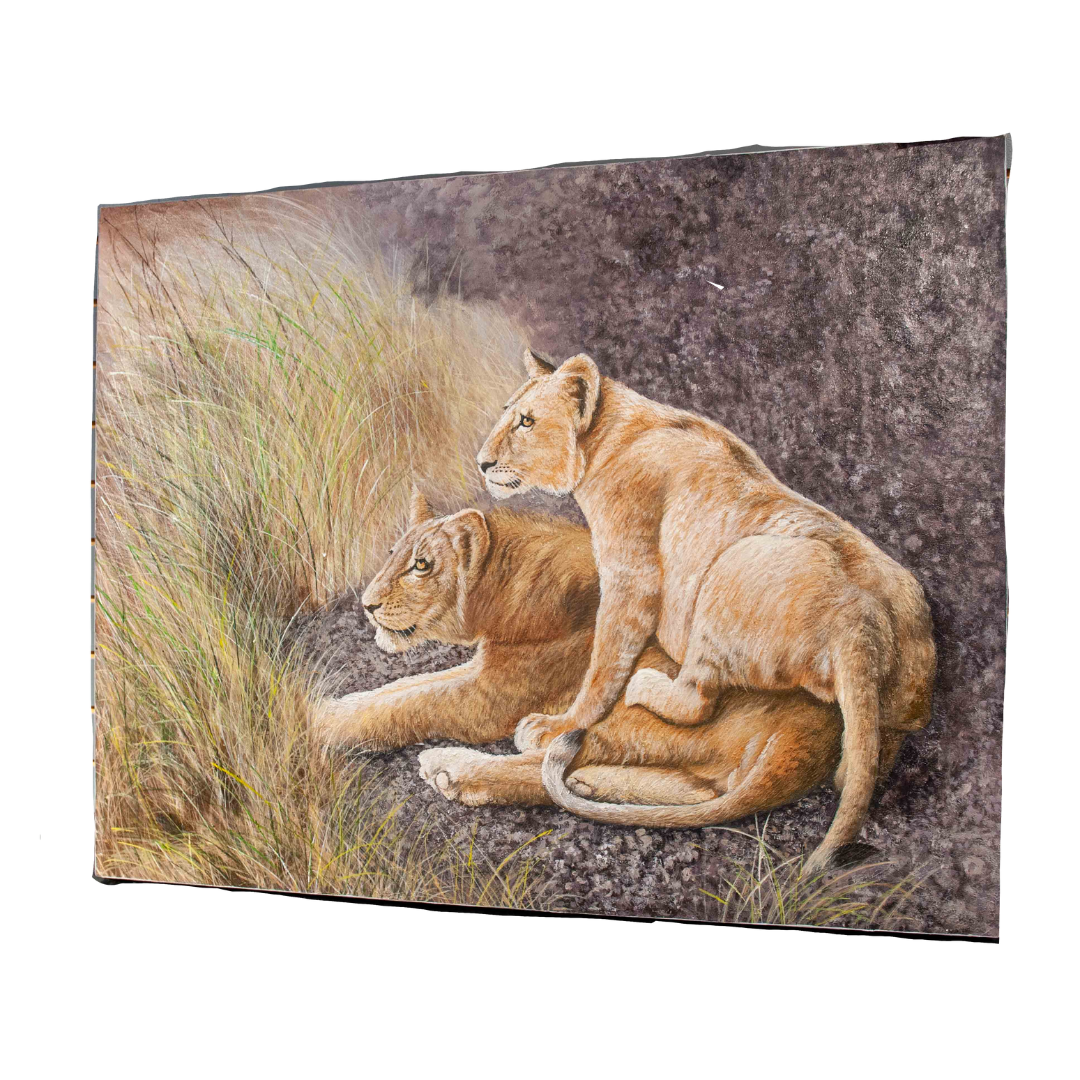Curious Lion Cubs - Painting