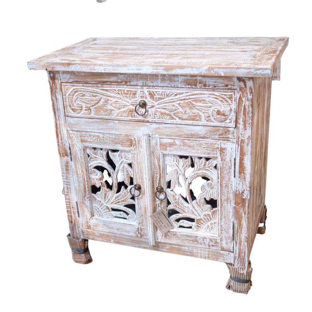 Ornate Mahogany White Wash Cabinet