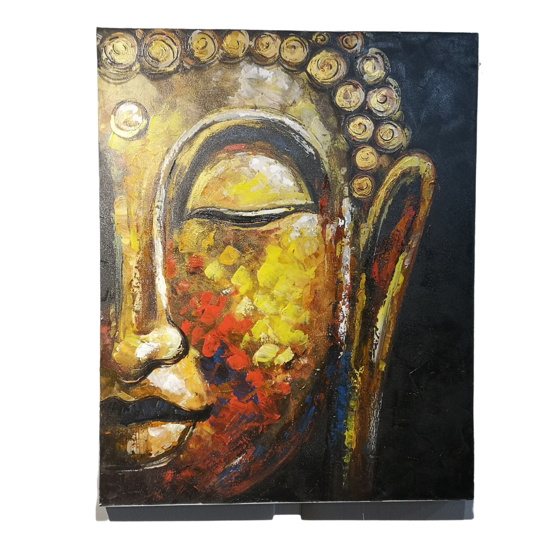 Peinture: Acrylique Sur Toile - Portrait De Bouddha