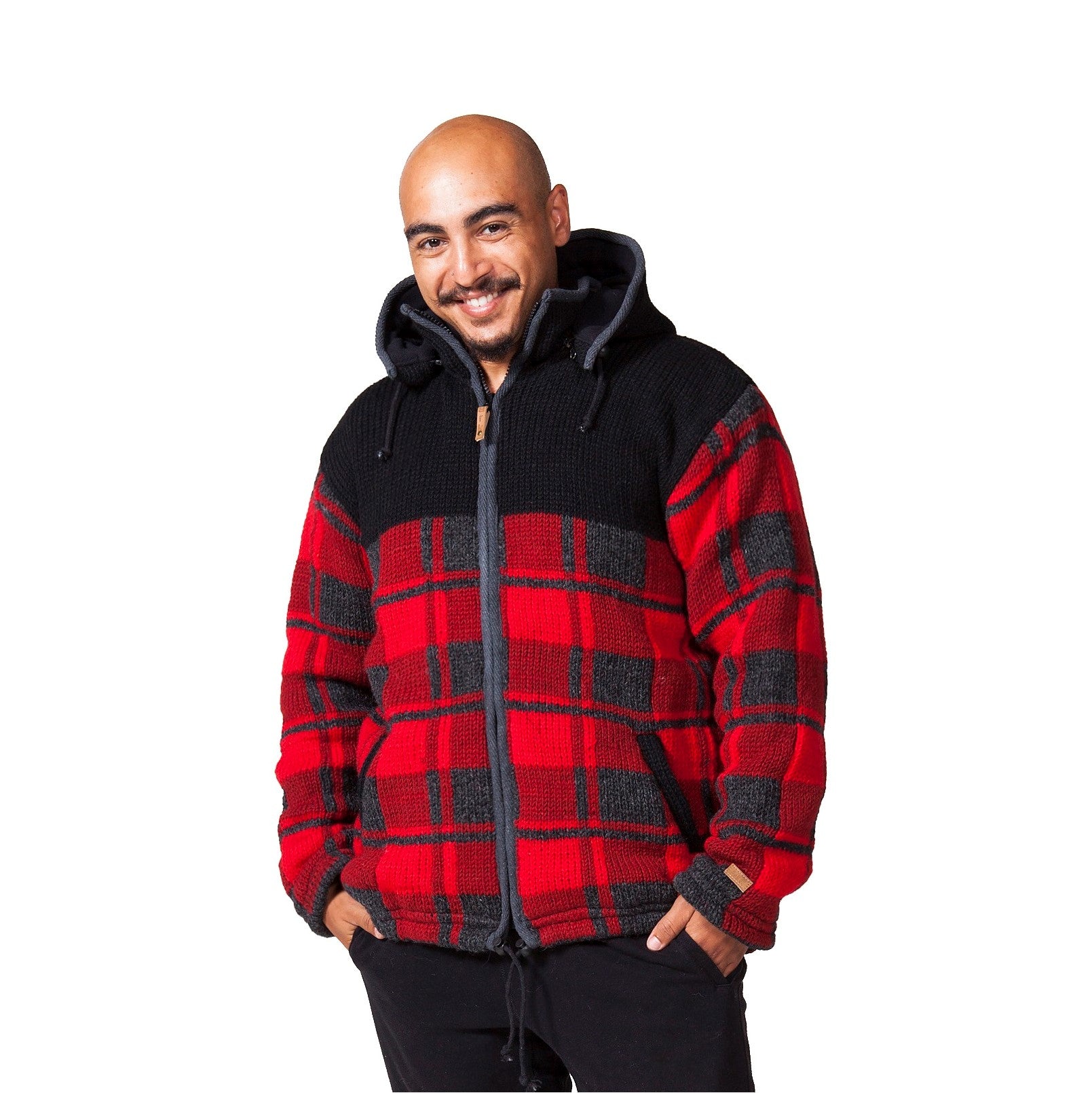 Red Checkmate - Fleece Lined Wool Jacket
