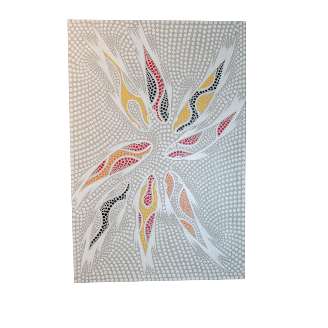 Peinture de pointillisme de cercle de Koi