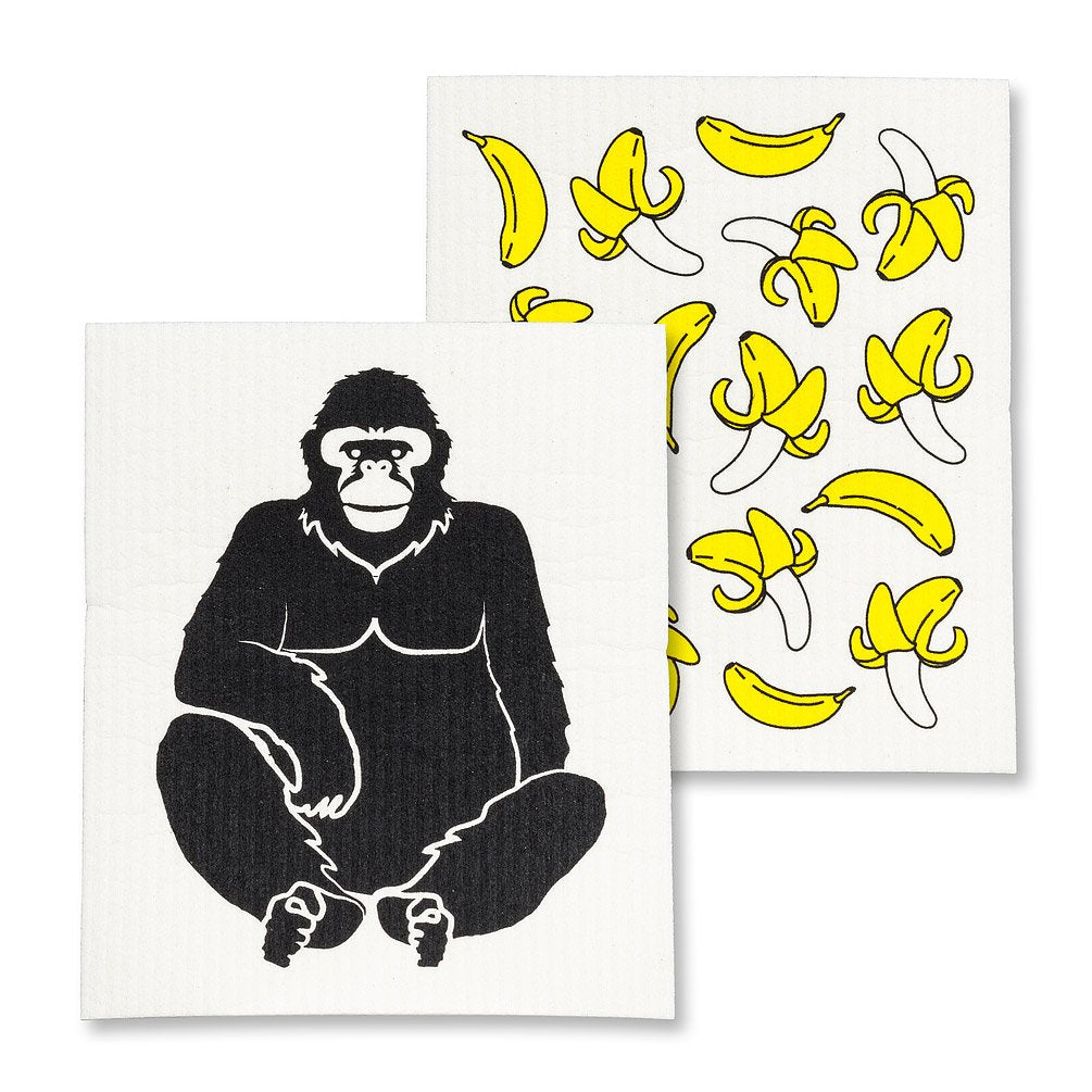 Torchon Suédois - Gorille &amp; Banane - Lot de 2
