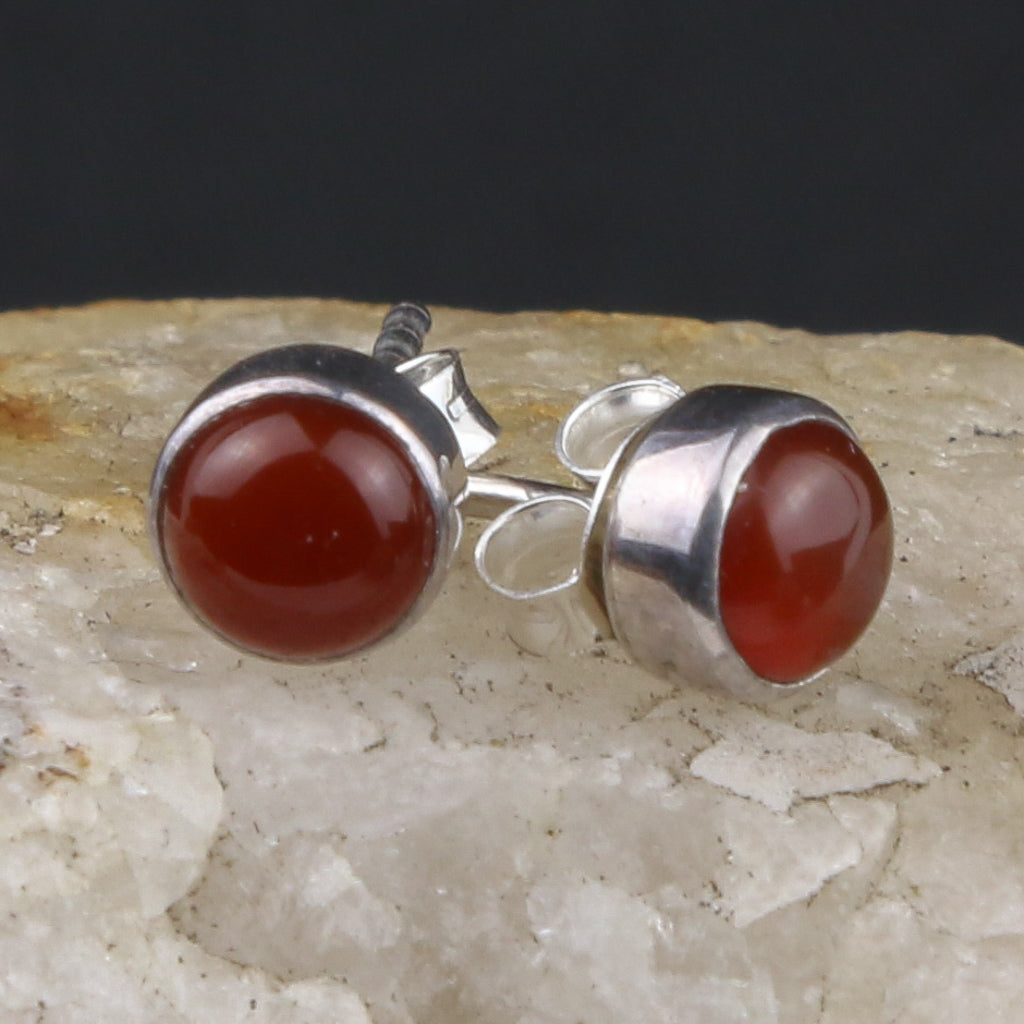 Circle Carnelian Stud Earring