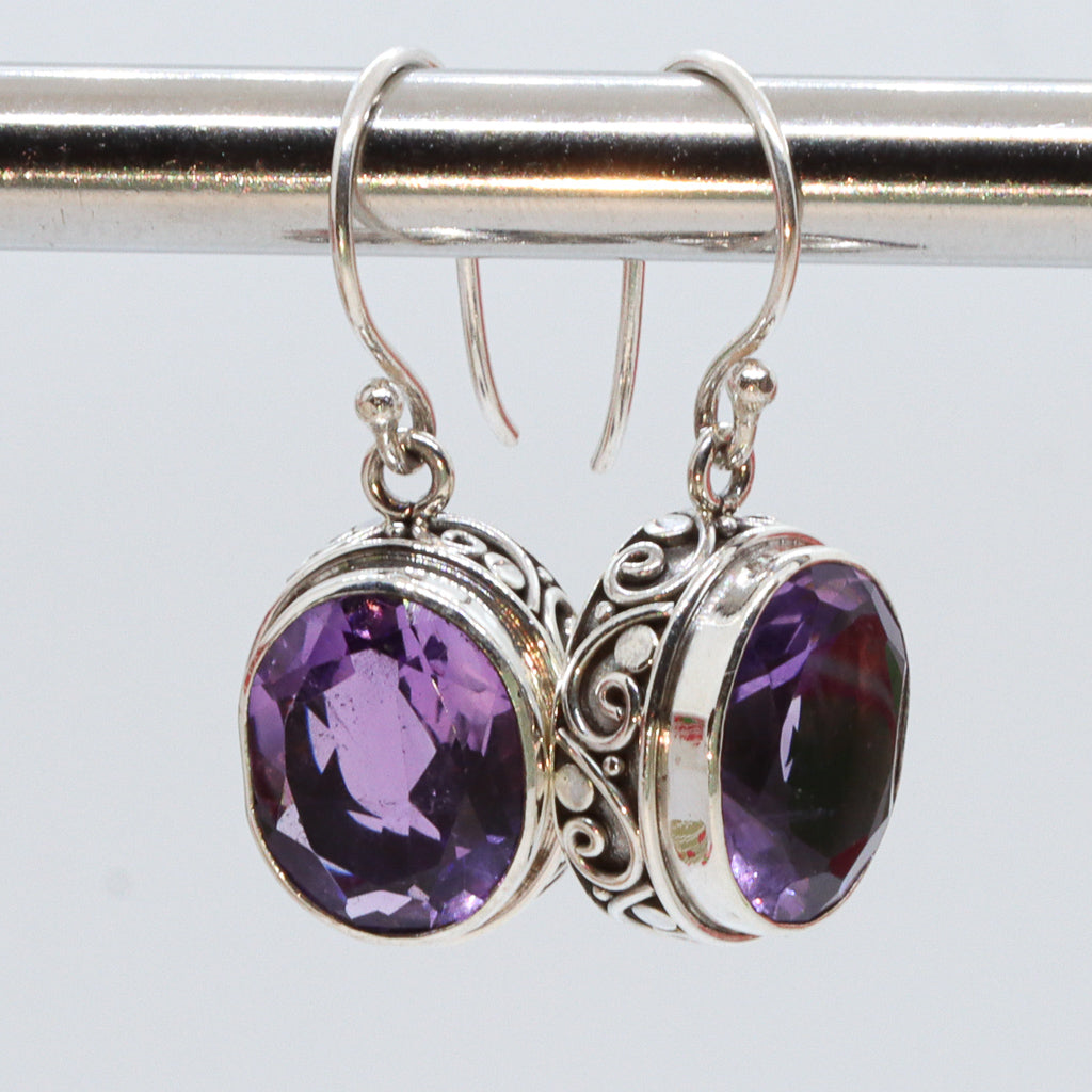 Dot and Swirl Amethyst Dangle Earrings