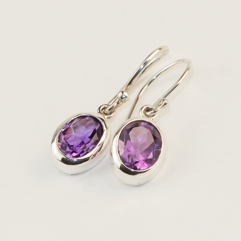 Oval Amethyst Earrings