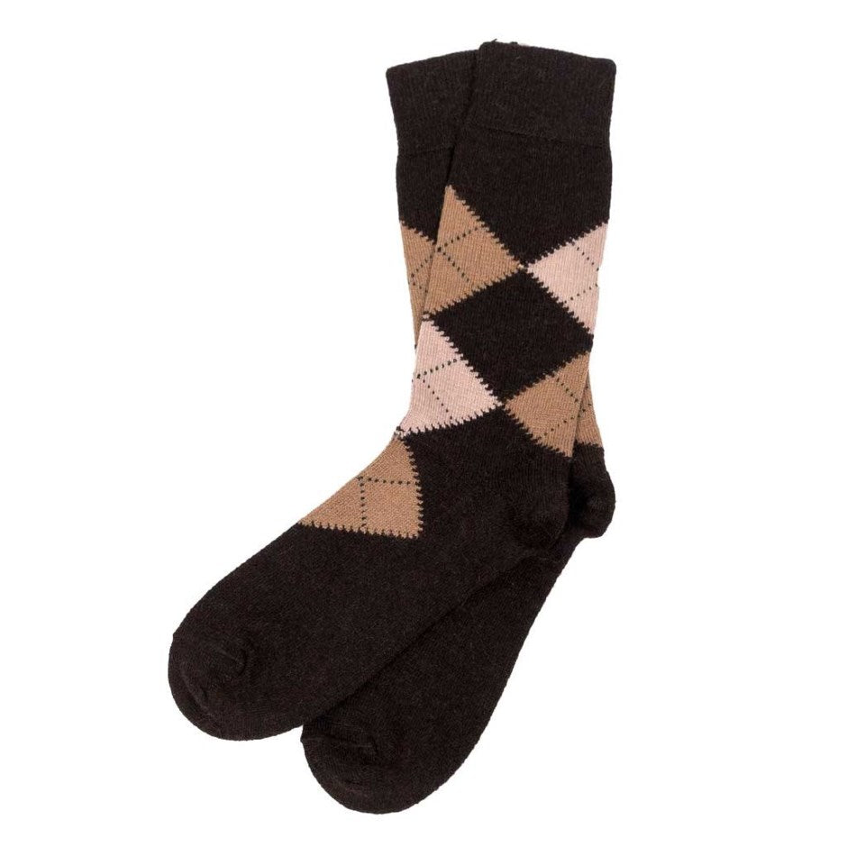 Argyle Alpaca Socks- Brown